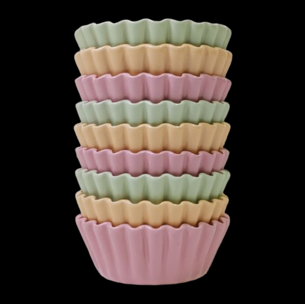 Pier 1 Imports Party Cupcake Collection Stoneware Ribbed Muffin Set of 9